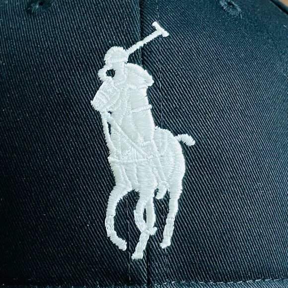 Polo Ralph Lauren Hat Big Pony #3 Adjustable Cotton Chino Ball Cap Black/White - Picture 7 of 9